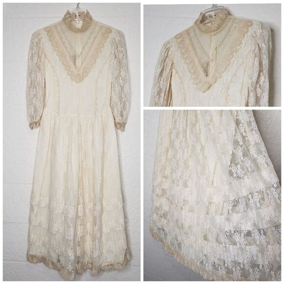 Vintage Lace Victorian Inspired Dress Size 8 - Picture 1 of 16
